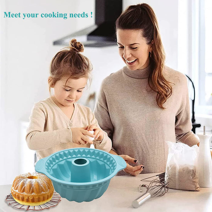 Silicone Cake Pan Non-Stick Fluted Round Baking Molds Cake Bread