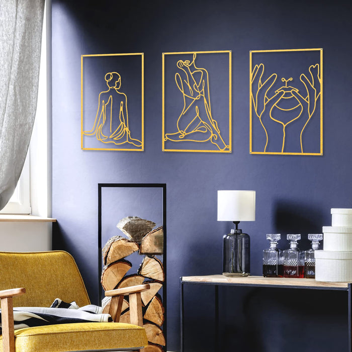 Holylove Wall Decor 3Packs Minimalist Modern Gold Real Metal Abstract —  CHIMIYA