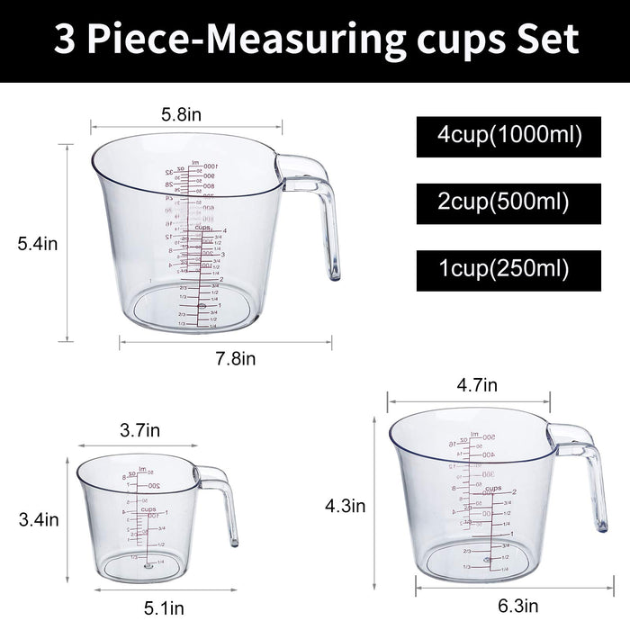 3 Piece Nesting Liquid Measuring Cup Set