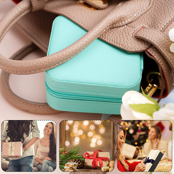 Portable Travel Mini Jewelry Box Leather Jewellery Ring Organizer Case Storage Box Girls Women (4 color).