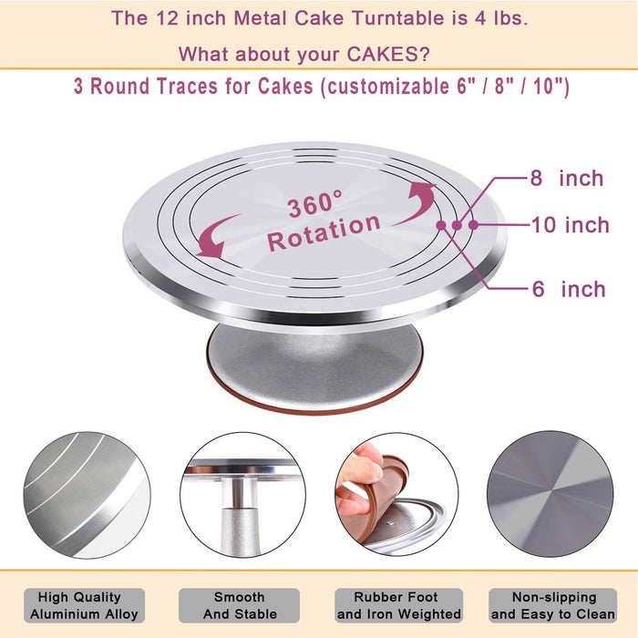 250 PCS Cake Decorating Kit with Aluminium Cake Turntable - Cake Decor —  CHIMIYA