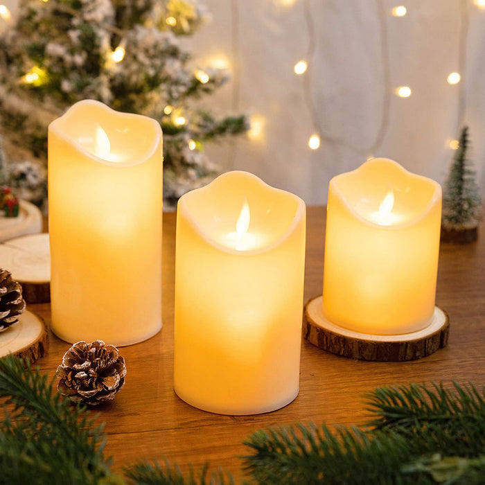 Garosa Flameless Candle LED Candlestick Electric Light Realistic and Bright Flameless LED Tea Light Warm Light for Home Party Christmas Wedding Decor Seasonal Festival Celebration(Small)