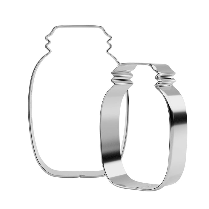 Bakerpan Stainless Steel Cookie Cutter Mason Jar Shapes (3.5 Inch & 4.5 Inch)