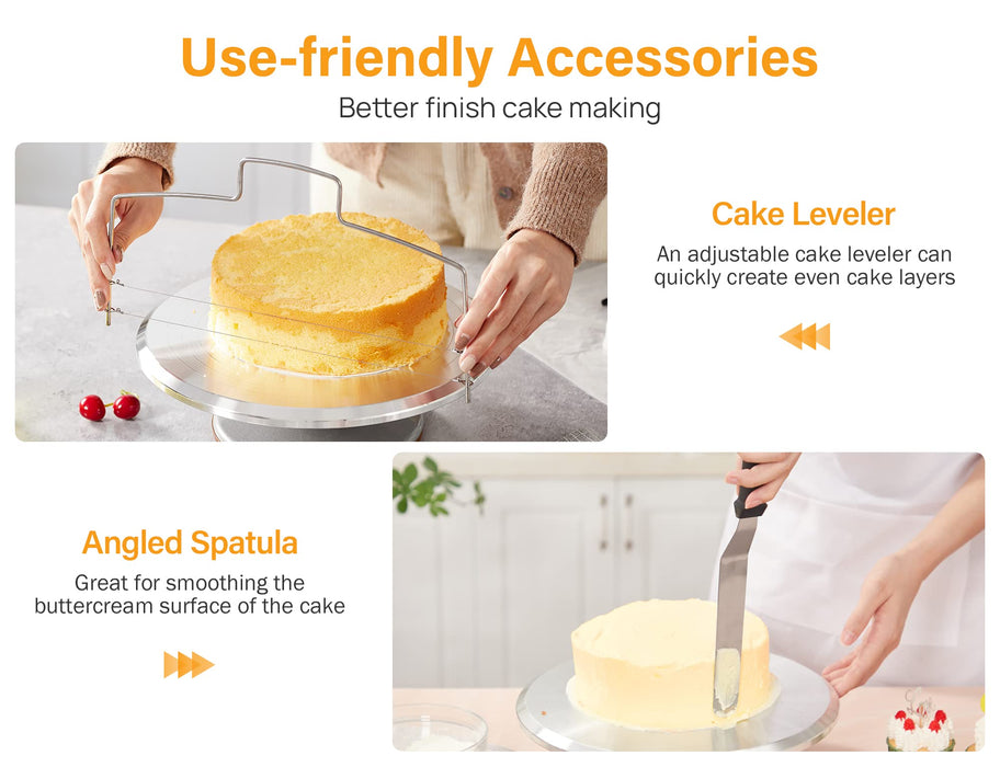 512 PCS Cake Decorating Supplies with Non-Slip Cake Turntable Cake