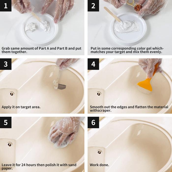 Ceramic Acrylic Email Gloss Repair Kit on Bathtub Sink Shower