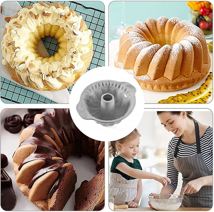 Silicone Bundt Cake Mould 9 Inch Non-stick Fluted Cake Pan Cake Baking Mold