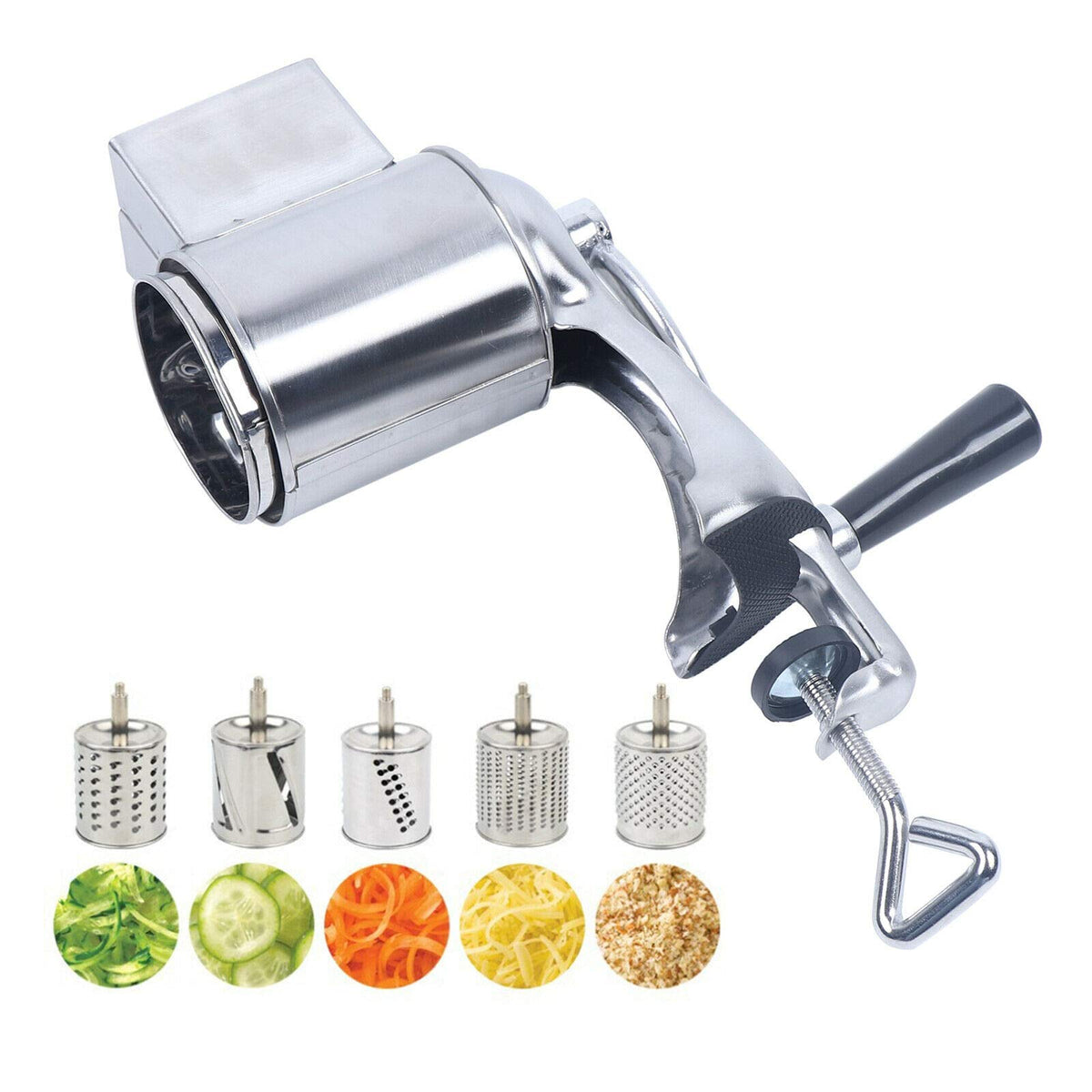 Southern Homewares 2 in 1 Deluxe Hand Crank Rotary Drum Grater Shredder  Slicer Kitchen Tool Cheese Fruits Vegetables Nuts