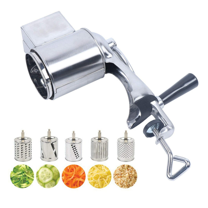 Rotary Cheese Grater with 5 Interchangeable Stainless Steel Blades