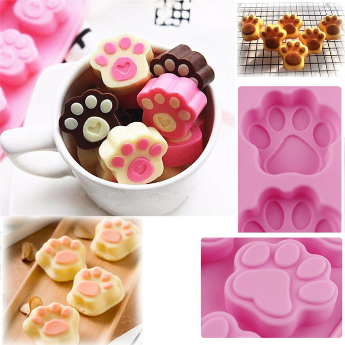 Silicone Dog Paw Bone Molds Non Stick Food Safe Molds For Chocolate Candy  Jelly Ice Cube Dog Treats (4 Pack)