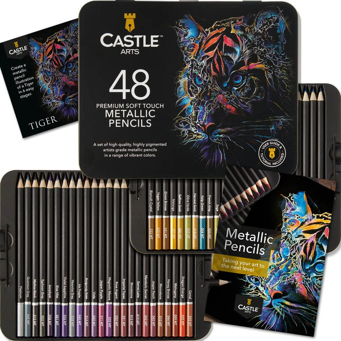 Castle Art Supplies Gold Standard 72 Coloring Pencils Set with Extras