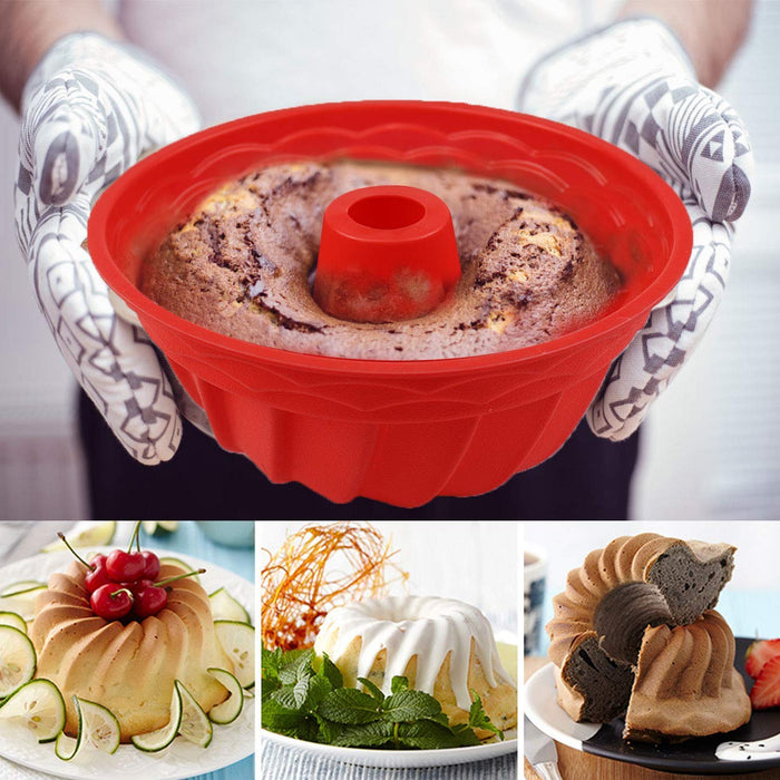 Silicone Cake Pan Non-Stick Fluted Round Baking Molds Cake Bread Pie F —  CHIMIYA