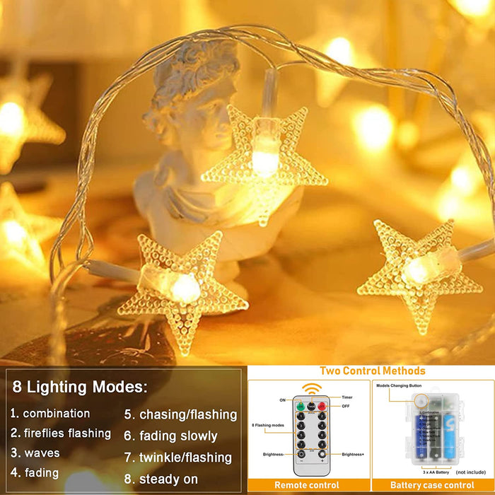 Twinkle Star Christmas Fairy Lights Battery Operated, 33ft 100 LED Waterproof Silver Wire String Light, Remote Control