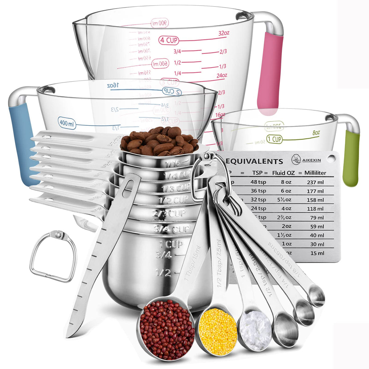 Stainless Steel Measuring Cups Spoons Set, Stackable Kitchen Measuring Cup  Set With Scale, Baking Tools Gadgets