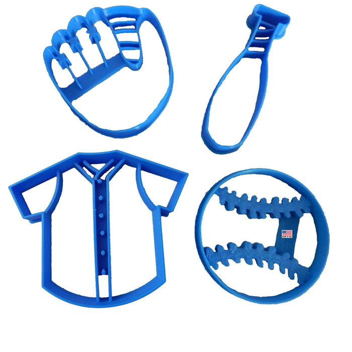 BASEBALL SPORT COOKIE CUTTERS. American Sport Baseball, Glove/MItt, Bat And Jersey/Uniform/T-Shirt 3D Printed Cookie Cutters