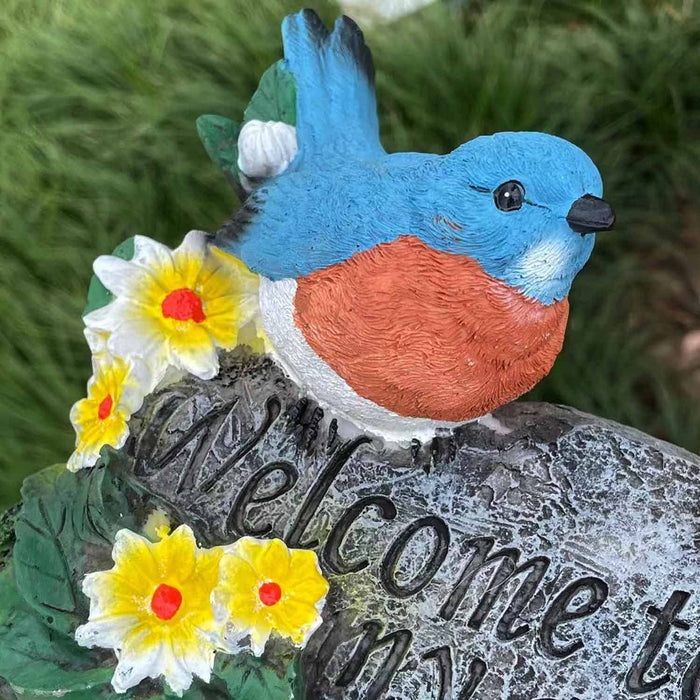 ZZICEN Bird Decor for Garden Outside - Welcome Sign Garden Decorations Garden Statues Outdoor Clearance for Patio, Lawn, Yard Funny Fairy Ornaments Art Decoration