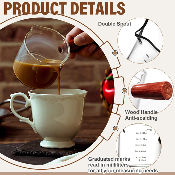 Espresso Shot Glass Pitcher - Double Spouted, Barista Measuring