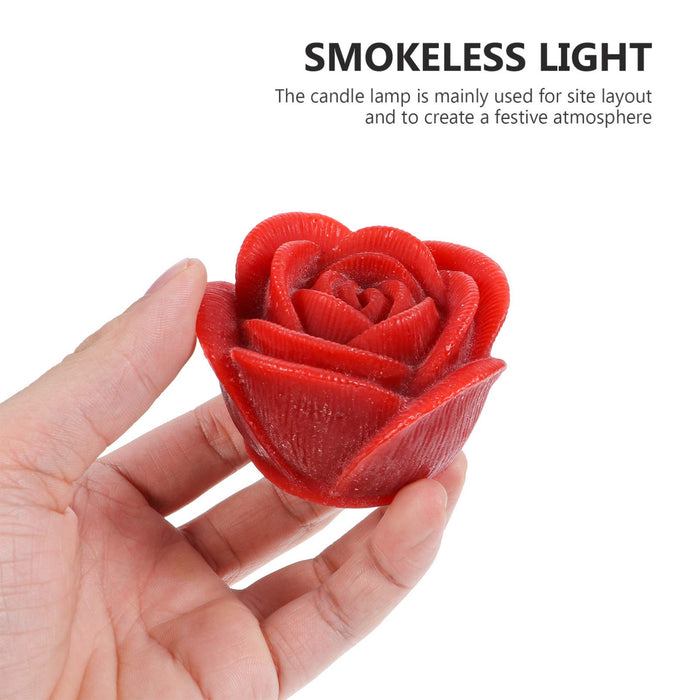Lurrose Led Waterproof Floating Candle Lights, Flameless Flicker Candle Flameless Lamp Rose Flower Shaped Tea Light for Valentines Day