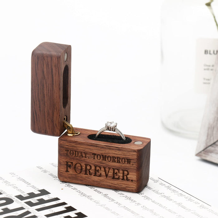 Yookin Wooden Ring Box Portable Ring Box Wood Ring Case Engagement, Proposals,Wedding Ceremony Jewelry Display Ring Box