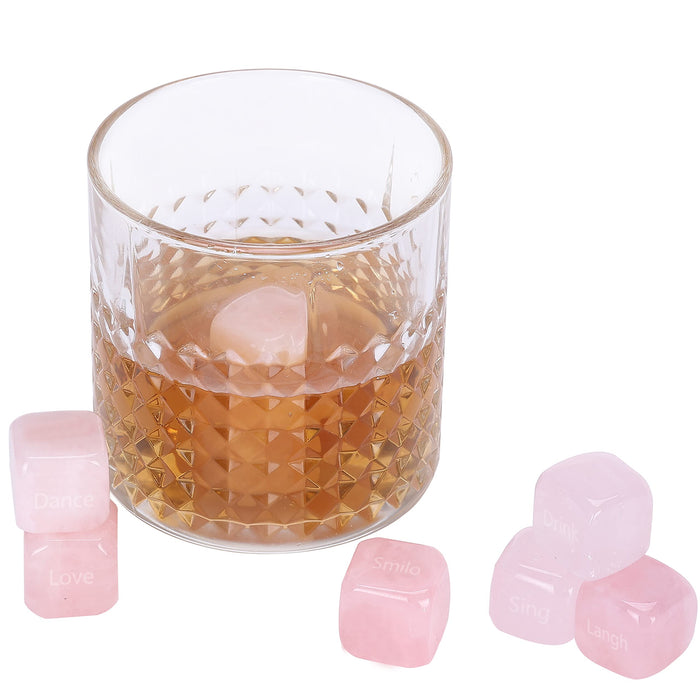 Acan&Tonic - Rose Quartz Whiskey Rocks | Set of 9 Whiskey Stones Set | Reusable Ice Cubes | Motivational for Women | Whiskey