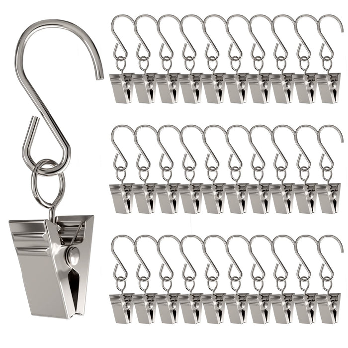 60PCS Curtain Clips with S Hooks for Hanging Party String Lights Outdo —  CHIMIYA