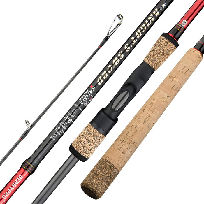 BERRYPRO Salmon & Steelhead Spinning Rod IM8 Carbon Walleye Fishing Rod (8'6''/9'/9'6''/10'/10'6'')