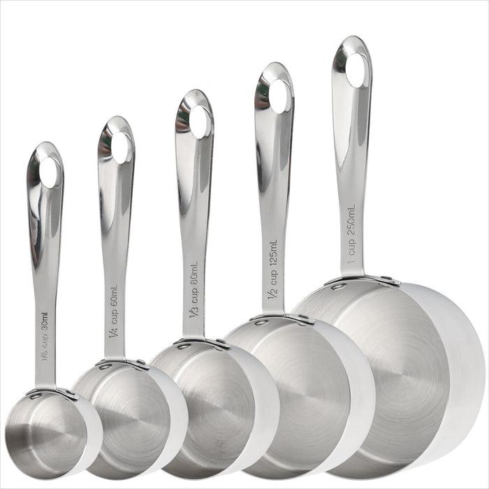 Heavy Duty Professional 10-pc Stainless Steel Measuring Cups and Spoons Set  with Riveted Handles, Polished Stackable Measuring Cup and Measuring