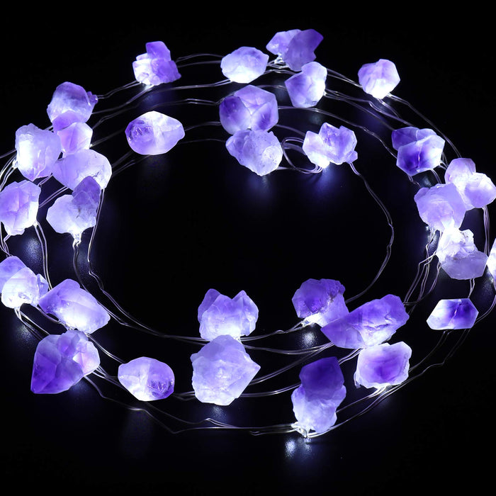Natural Crystal String Lights Battery Operated Amethyst Decorative
