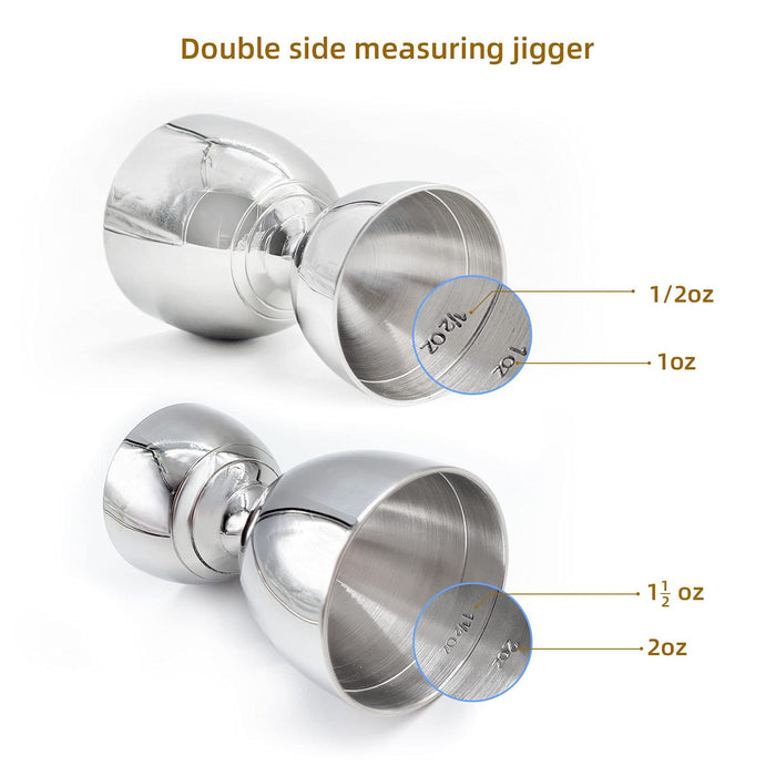 Japanese Jigger 2 oz 1 oz - MOSEHOOT Jigger for Bartending, Stainless Steel  Bar Alcohol Measuring Tools - Silver