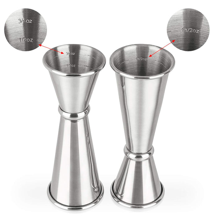 1 Stainless Steel Jigger Cocktail Double Measure Mixing Liquor Drinks Bar Shots