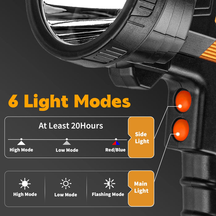 Super Bright Spotlight 6000 Lumen LED Flashlight Handheld Rechargeable Spot  Long
