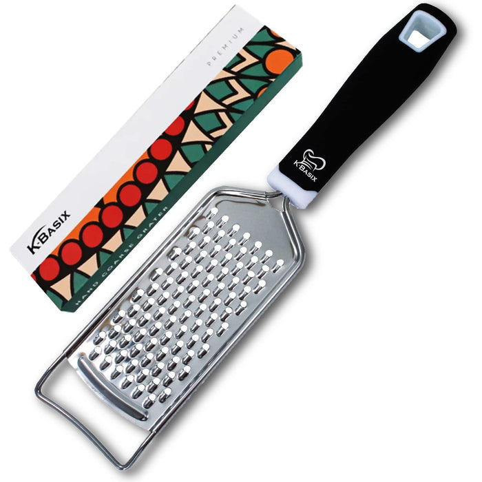 K BASIX Hand Cheese Grater Stainless Steel Razor Sharp Blades, Non-Slip & Soft Grip, Hand Cheese Grater with Handle, Cheese Hand