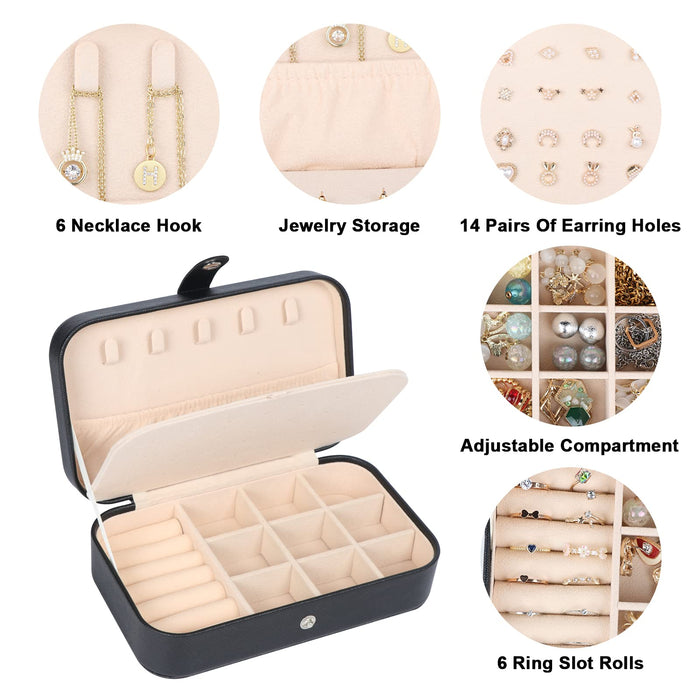 MFXIP Travel Jewelry Case Small Jewelry Box Jewelry Organizer Storage Case  Portable PU Leather Mini Jewelry Travel Case for Girls Womens Earring