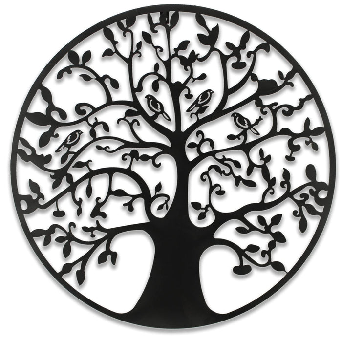 CLUNG Metal Tree of Life Wall Decor, Family Tree with birds on branch Wall Hanging Art Decoration for Balcony Patio Porch Bedroom