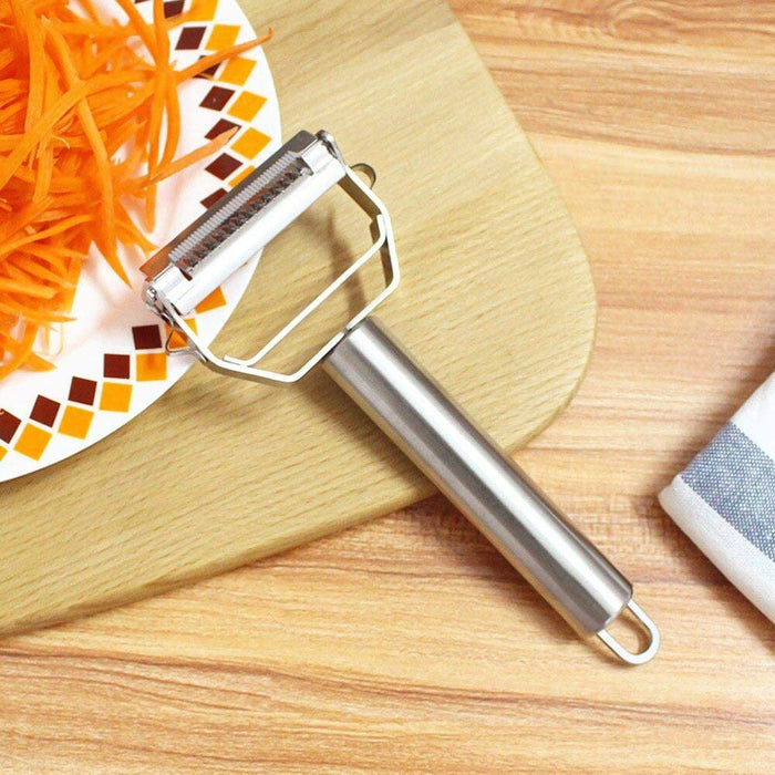 Julienne Peeler Vegetable Peeler Dual Blade Stainless Steel Cutter Slicer  with Cleaning Brush for Carrot, Cucumber, Fruit, Multifunctional Peeler for