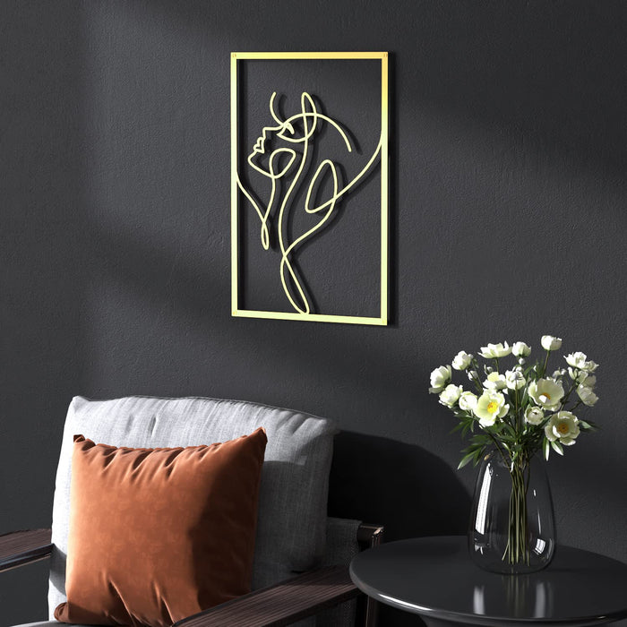 BEEWEEL Gold Wall Decor 2 Packs, Gold home decor, Bedroom Decor, Living Room Decor, 0.12'' Minimalist Modern Abstract Female