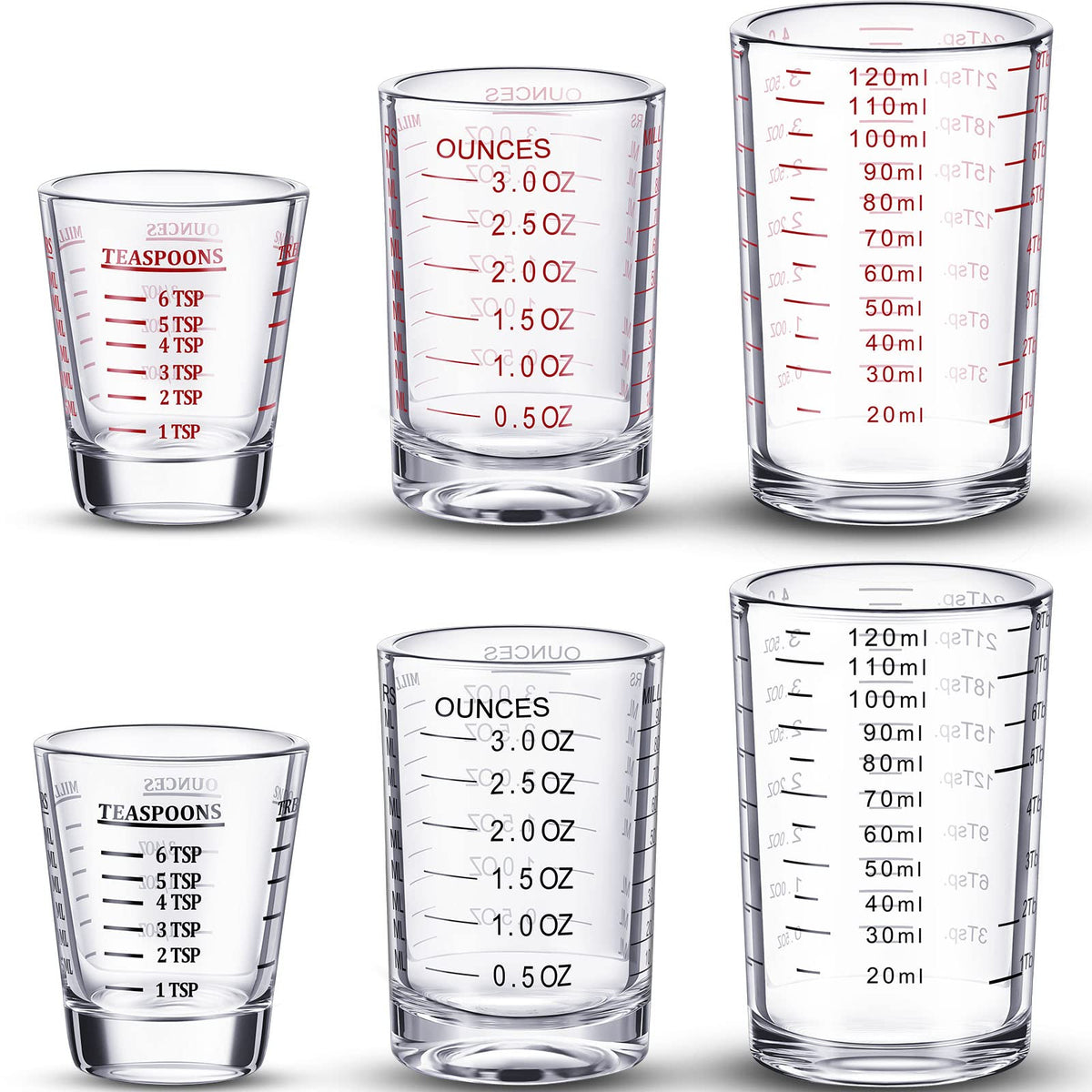1.5oz Shot Glass Measuring Cup, Incremental Measurements Liquid
