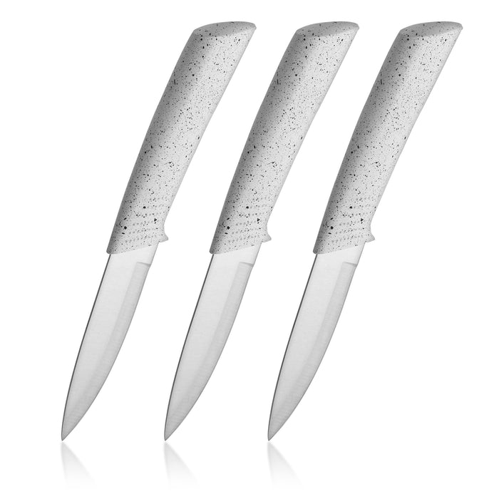 BINO 3-Piece Stainless Steel Paring Knife Set - Speckled White