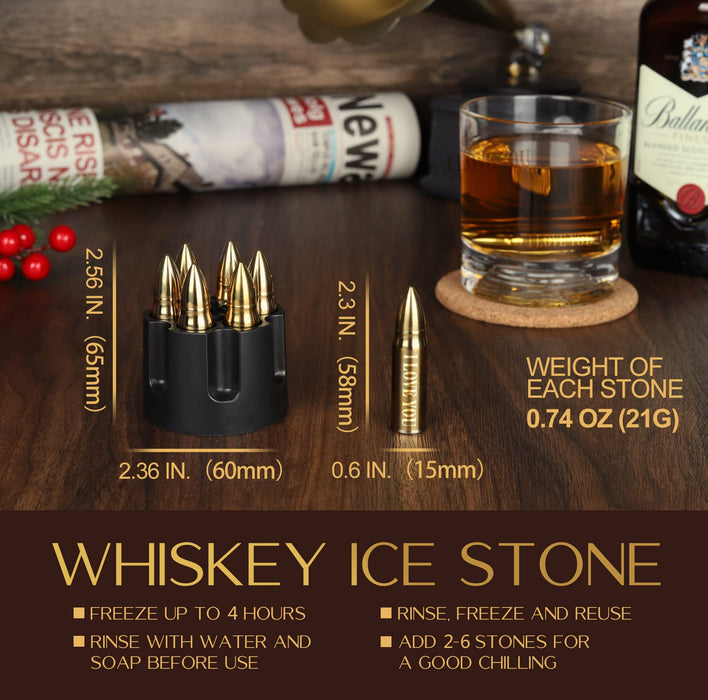 Dusor Valentines Day Gifts for Him, Whiskey Stones Gift for Men, Mens Valentines Gifts for Husband, 6pc Stainless Steel Ice Cubes, Whiskey Gifts for