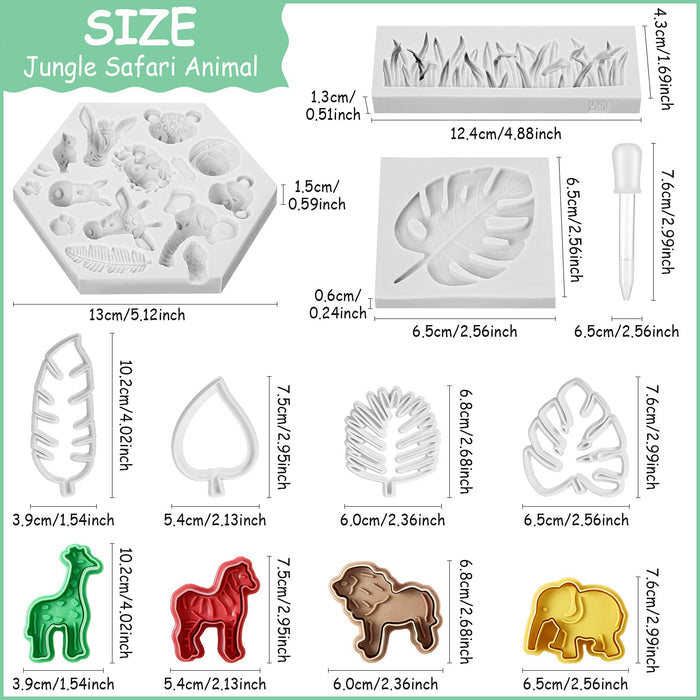 12 Pieces Jungle Safari Animal Cake Fondant Mold Grass Shape Silicone —  CHIMIYA