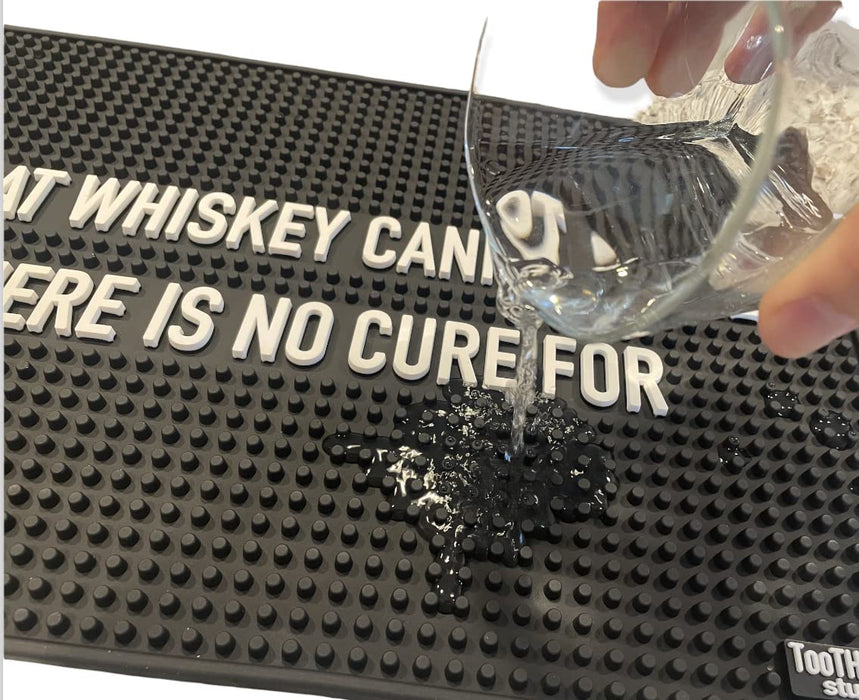 What Whiskey Cannot Cure There is No Cure for 17.7" x 11.8" Funny Bar Spill Mat Rail Countertop Accessory Home Pub Decor Slip