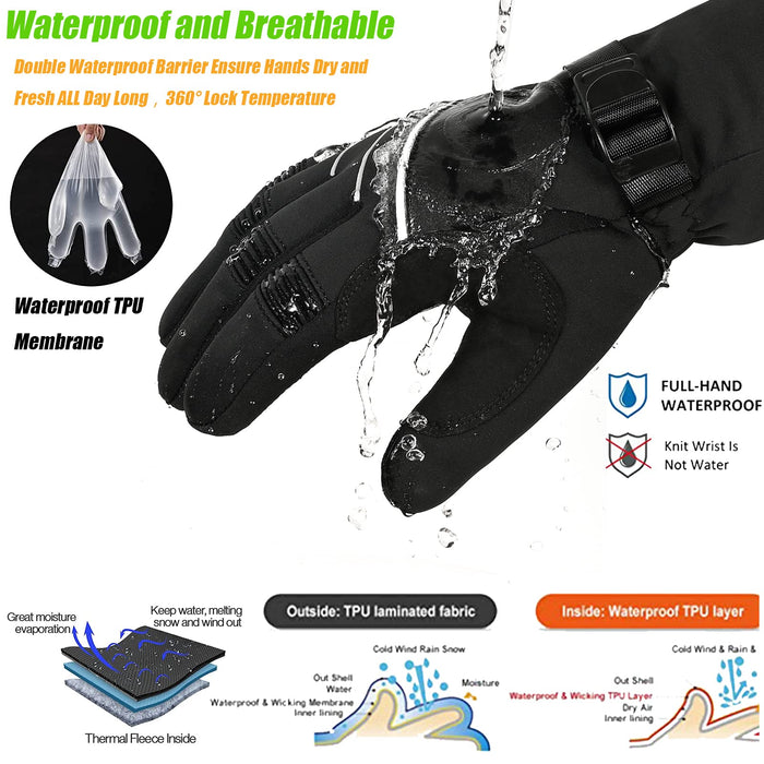 MOREOK Waterproof & Windproof -30°F Winter Gloves for Men/Women, 3M Thinsulate Thermal Gloves Touch Screen Warm Gloves for Skiing,Cycling,Motorcycle,Running