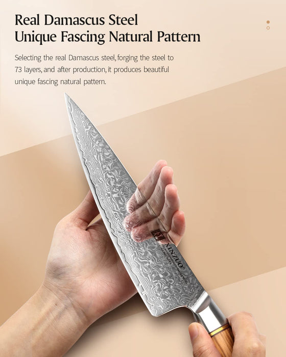 5 Pcs Kitchen Knives Set Japanese Damascus Pattern Stainless Steel