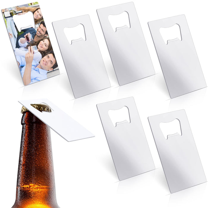 6 Pcs Sublimation Blanks Bottle Opener Credit Card Bottle Opener Groomsmen Stainless Steel Wallet Opener for Beer Wedding Party
