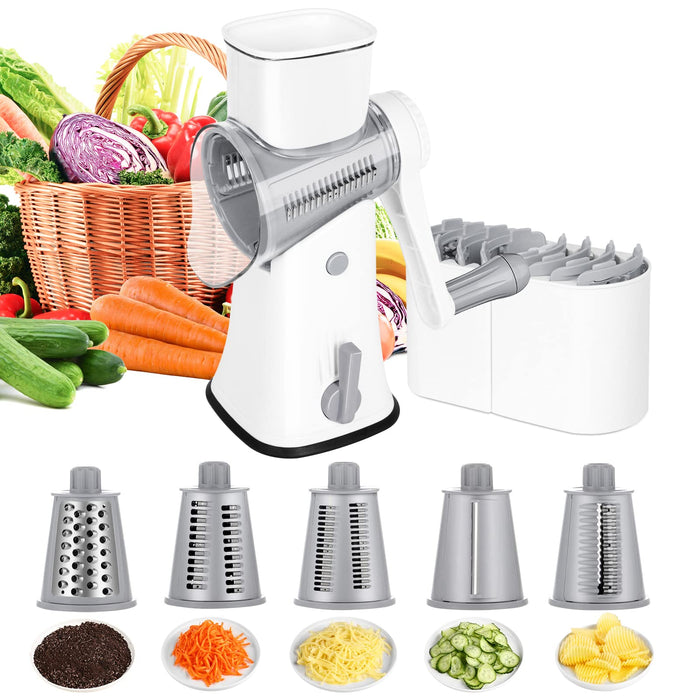 Ourokhome Rotary Cheese Grater Shredder Multifunction 5 in 1 Kitchen Manual  S