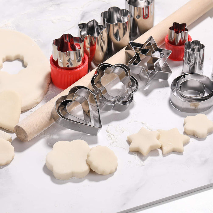 Oneleaf Stainless Steel Cutter Shapes Set,20pcs,Vegetable,Fruit,Mini Pie,Doughnut/Donut,Sandwich,Biscuits