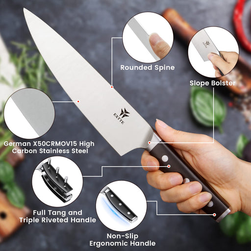 OOU Kitchen Knife Set with Block Full Tang 15 Pcs Professional Chef Knife  Set