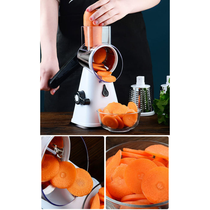 3 In 1 Hand Roller Type Multifunctional Vegetable Cutter And Flour Milling Tool Stainless Steel Peeler Kitchen Spinning Vegetable
