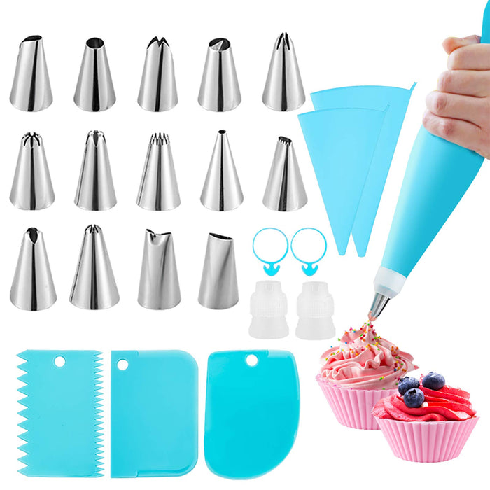 Set, Piping Bags & Tips, Cake Decorating Supplies for Baking with Tips &  Reusable Pastry Bags, Silicone Rings,Standard Converters,Cake Decorating  Tool