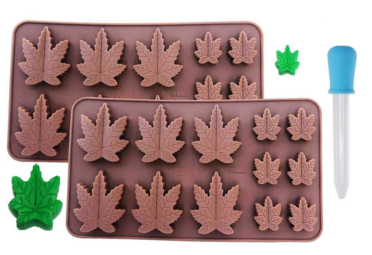 SET OF 3 X Marijuana Shaped leaf design Silicone Lollipop Gummy Browni —  CHIMIYA