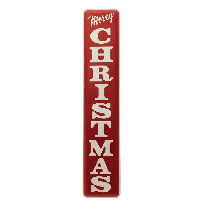 Creative CoOp 8"W x 391/2"H Metal Wall Decor, Red & White "Merry Christmas"